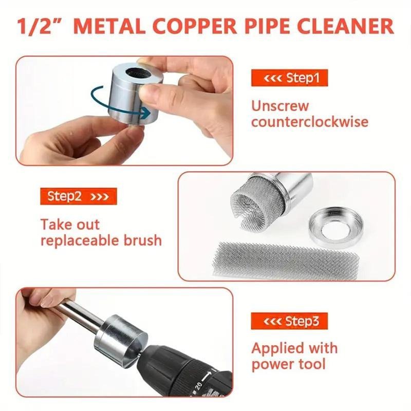 1/2" & 3/4" Metal Copper Pipe Cleaner