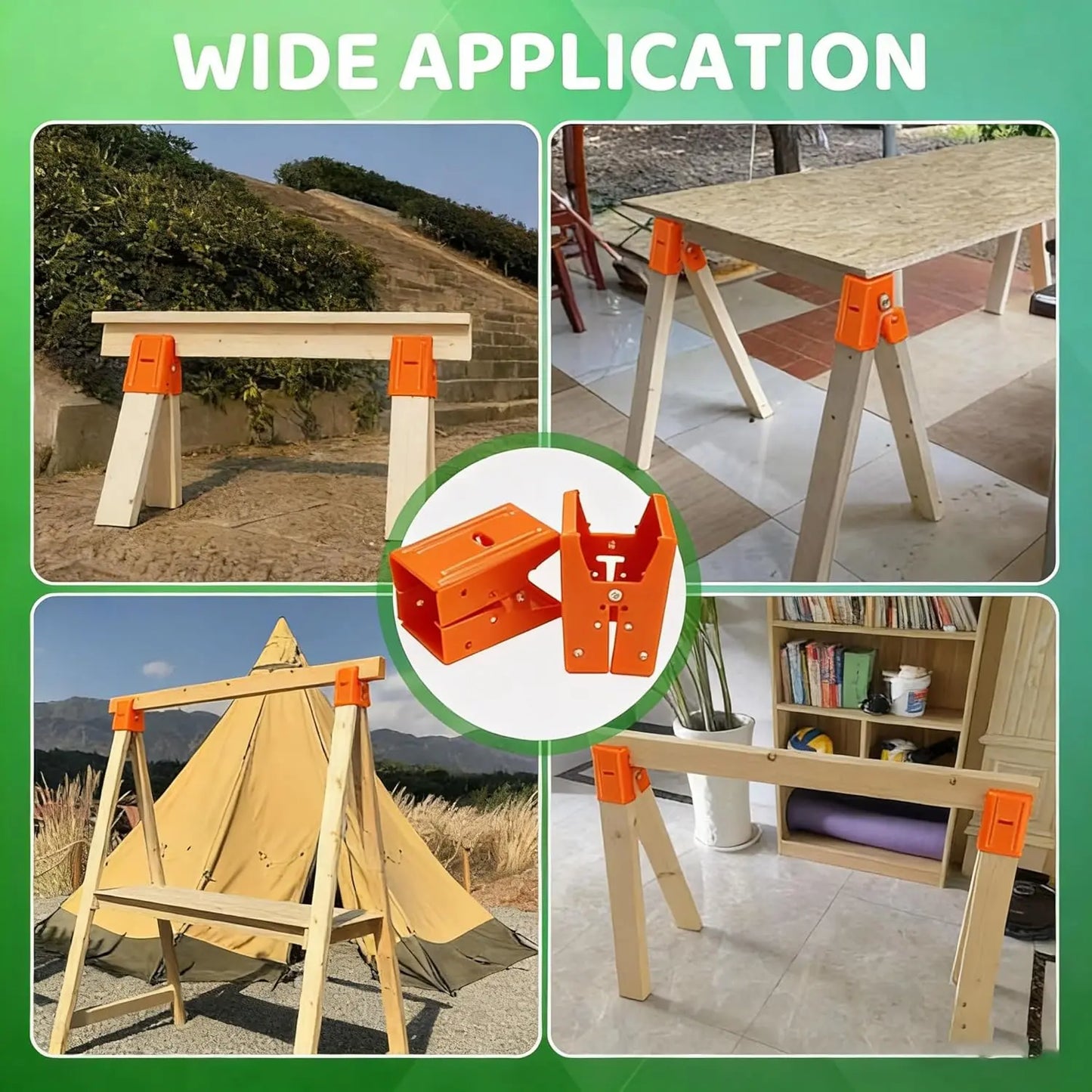 2PCS Heavy Duty Sawhorse Brackets with Clamp