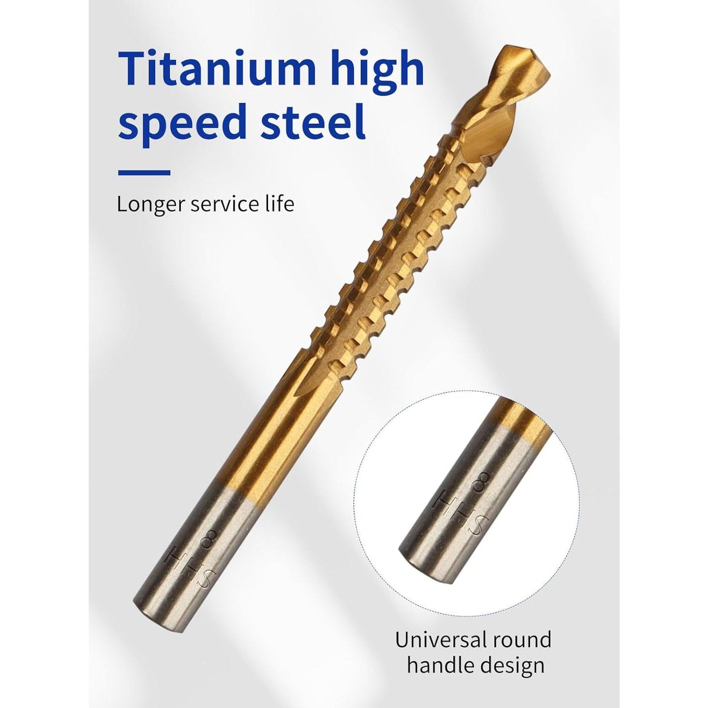 8 Pack Titanium Coated HSS Twist Drill Bits